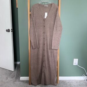 Kathleen Post x Abercrombie & Fitch Tan Knit Sweater Dress